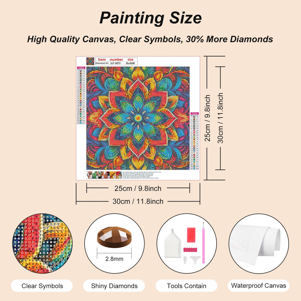 SJUTOUCI Diamond Painting Kits for Adults, Mandala Diamond Art Kits for Beginners, 5D DIY Diamond Bead Art, Full Drill Round Gem Craft Home Decor 12x12 inch SJUTOUCI