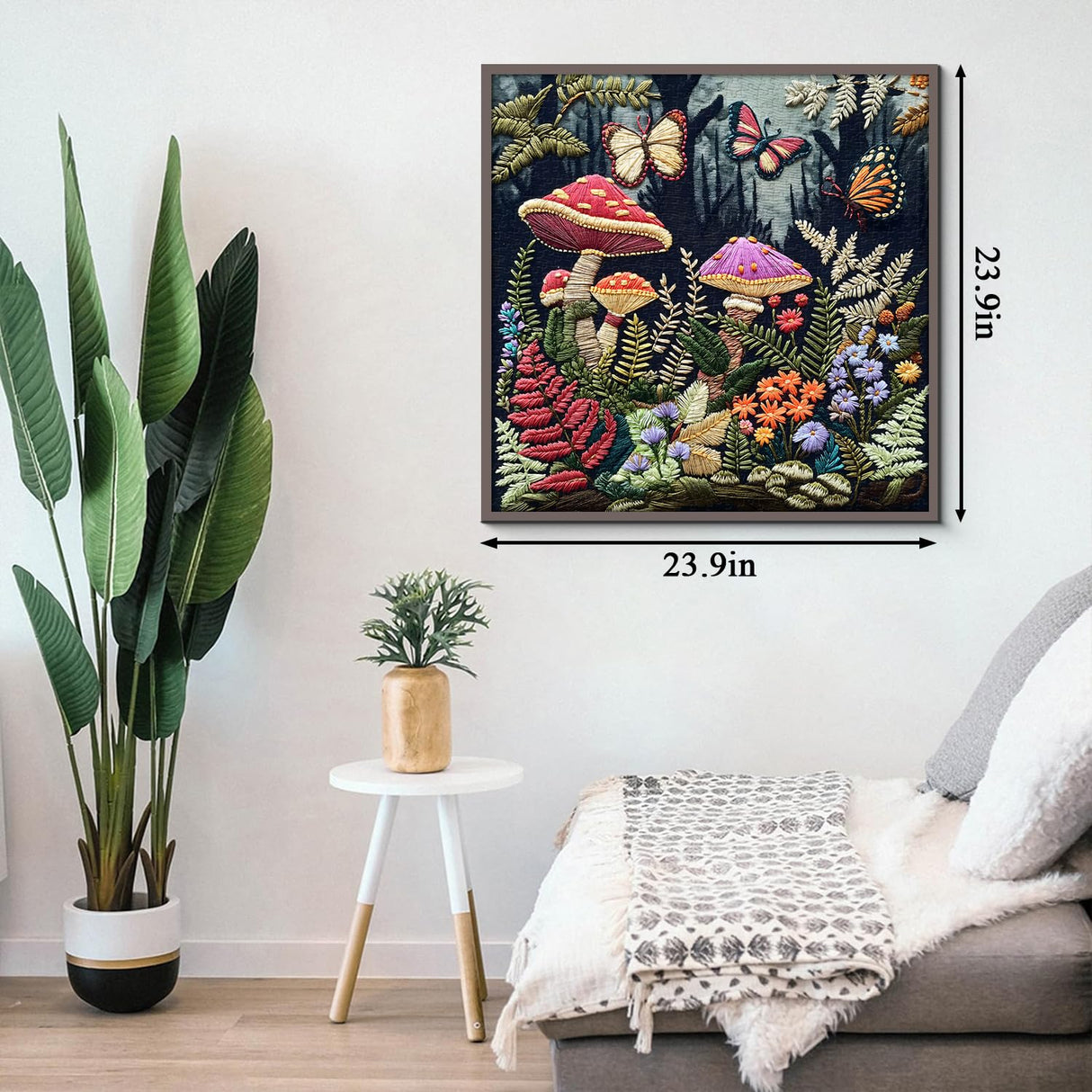Mushroom Garden Puzzles for Adults 1000 Pieces, Forest Mushroom Butterfly Jigsaw Puzzles, Flowers Nature Plant Embroidery Puzzle as Home Decor PPuzzling