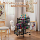 Rolling Utility Cart with 4 Drawers, Craft Organizer and Storage Carts with DIY Divider, Lockable Wheels Storage Organizer for Art Supplies, Store for Brushes & Paints & Artifacts & Small Parts Hayexiha
