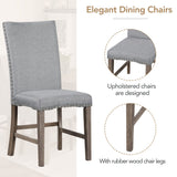 CITYLIGHT 7 Piece Dining Table Set, Extendable Table with 12” Leaf and 6 Upholstered Chairs, Wood Rectangular Dining Set, Mid-Century Kitchen Dining Table Set for 6 People (Golden Brown+Gray Cushion) CITYLIGHT