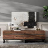 WAMPAT Modern TV Stand for TVs up to 110 inch, 4 in 1 Wood Entertainment Center TV Console Table with Adjustable Shelves and Metal Base for Living Room,Bedroom,Oak WAMPAT