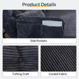 MAXYOYO Adjustable Floor Sofa Couch with 2 Pillows, Multi-Functional Bean Bag Bed, 5-Position Foldable Lazy Sofa Sleeper Bed with Armrest, Versatile Floor Seating for Reading, Dark Grey, Double MAXYOYO