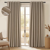 Topfinel Taupe Burlap Linen Blackout Curtains & Drapes 84 Inch Length 2 Panels Set, Flax Linen Brown Tan Beige Room Darkening Soundproof Cabin Curtains with Hooks Rings for Bedroom Living Room Topfinel