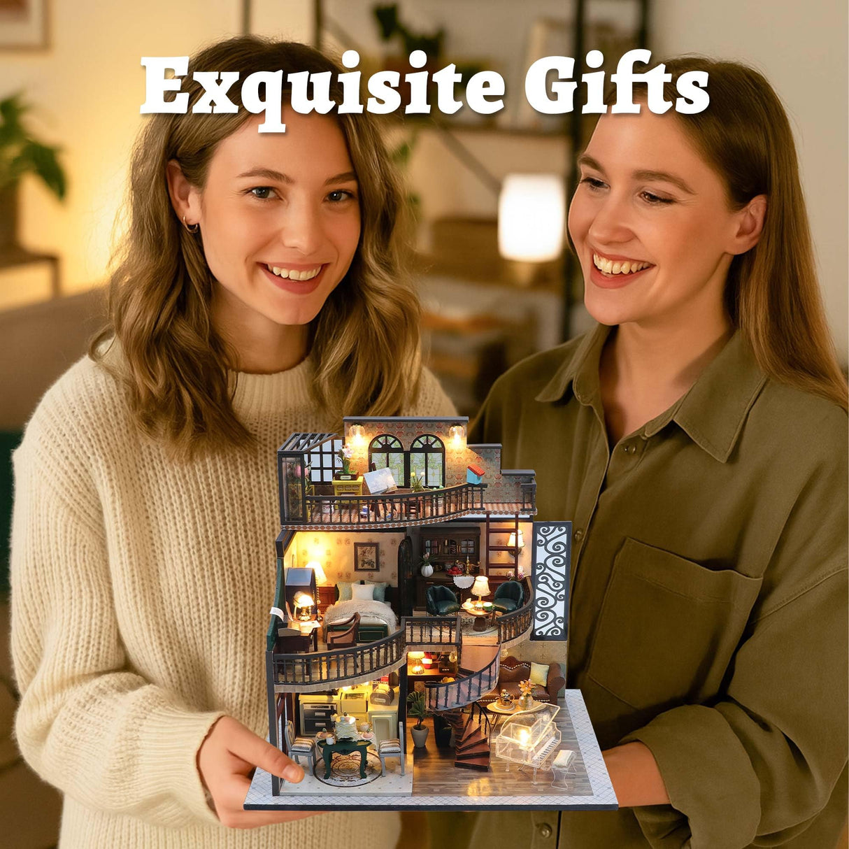 Flever DIY Miniature House Kit, Tiny Home Kit with LED Light, Mini House Build Craft Kits for Adults and Teens, Home Decor Creative Gift for Family/Friends (Dream Building Pavilion) Flever