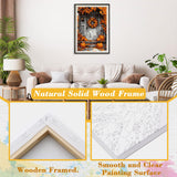 Skyboda Fall Pumpkin Paint by Numbers Kit for Adults Beginners with Frame, Maple Door Adult Paint by Number Kits on Canvas, Easy DIY Oil Painting Kits for Home Decor, 8x12in Skyboda