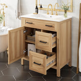 Mirightone 30" Wood Vanity with Sink, Bathroom Vanities 30 Inch with Sink, Single Sink Bathroom Vanity, 30 in Restroom Sink Vanity with 1 Soft Close Doors, 2 Soft Close Drawers, Adjustable Shelf Mirightone