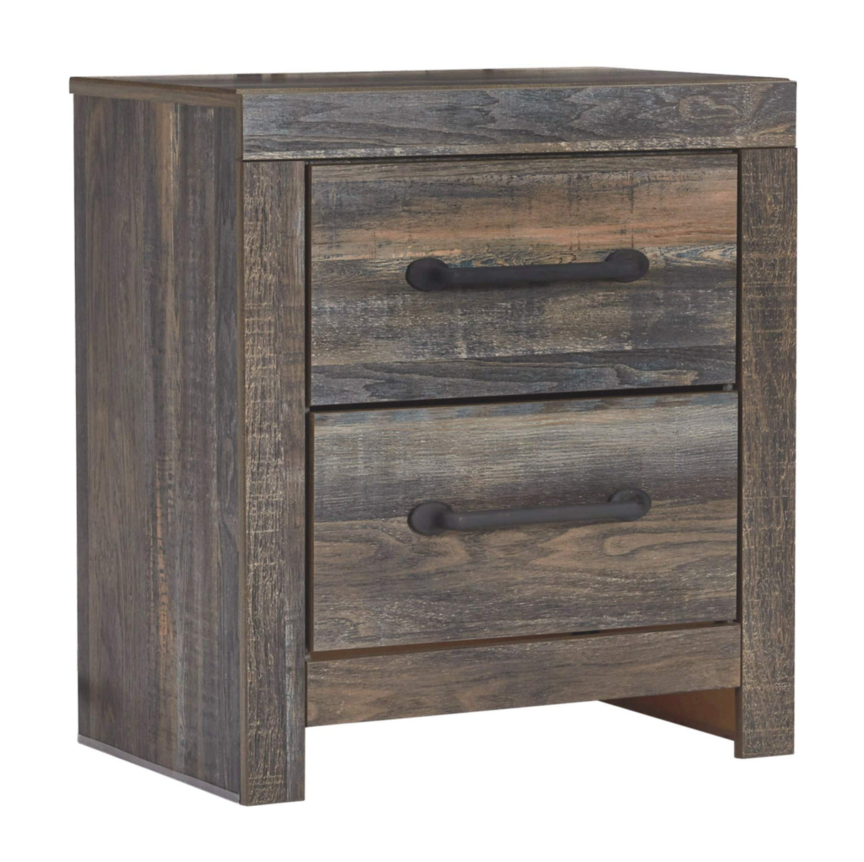 Signature Design by Ashley Drystan Rustic Industrial 2 Drawer Nightstand with 2 Slim-Profile USB Charging Stations, Weatherworn Brown Signature Design by Ashley
