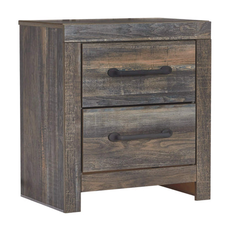 Signature Design by Ashley Drystan Rustic Industrial 2 Drawer Nightstand with 2 Slim-Profile USB Charging Stations, Weatherworn Brown Signature Design by Ashley