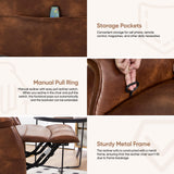 choairy Massage Rocker Recliner Chair, Oversized Manual Glider Rocking Recliners, Reclining Chair with Massage and Heat, Faux Leather Nursery Recliner for Living Room, Dark Brown choairy