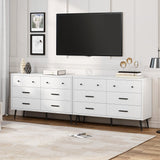 YITAHOME White Dresser TV Stand for 55 Inch TV/6 Drawer Dresser Entertainment Center/Console Table with Metal Handles & Anti-Tipping Device for Living Room YITAHOME