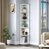 YITAHOME 5-Tier White Corner Bookshelf – Modern Free Standing Display Rack for Living Room and Home Office YITAHOME