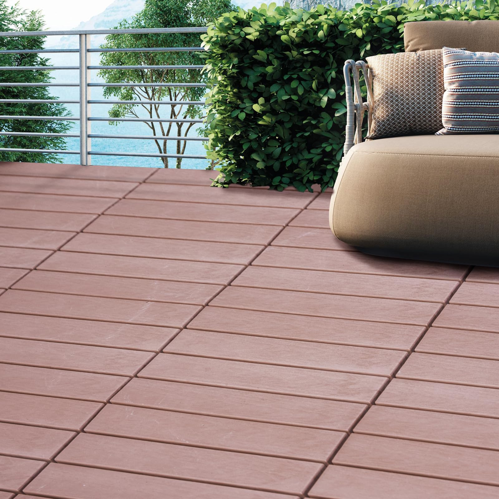 Spurtar Deck Tiles Interlocking Outdoor All Weather, 36 Pack (11.3"x11.3") 31.68 sqft, Plastic Interlocking Deck Tiles All Weather Use, Patio Floor Decking Tiles for Balcony Backyard, Brown - WoodArtSupply