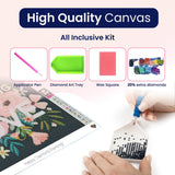 Modern Merch Flowers Diamond Art for Adults Motivational Quote and Sayings 'Do Everything with Love' Inspiring 5D Diamond Painting for Adults, Floral Wall Decor DIY Cross Stitch Round Drill 12x16 Modern Merch