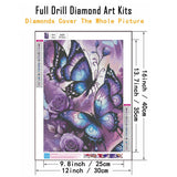 CHWGLFGG 5D Diamond Art Kits for Adults Beginners, Purple Butterfly Diamond Painting Kits, DIY Full Round Drill Paint by Diamonds Dot Gem Art for Adults, Home Wall Decor 12x16 Inch CHWGLFGG