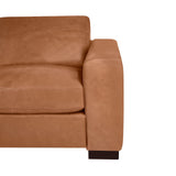 Naomi Home Oversized Genuine Leather Modern Loveseat Sofa - Small Love Seat Sofas Couch - Mid-Century Living Room Furniture Couch, Eco-Friendly Corner Loveseats - Tan Naomi Home