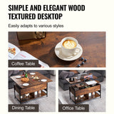 VEVOR 4-in-1 Lift Top Coffee Table with USB/Power Outlet/LED Light, Multi-Function Convertible Coffee Table with Storage and Hidden Compartment, Converts to Dining Table for Living Room, Home Office VEVOR