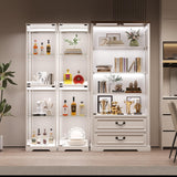 Glass Display Cabinet with Doors, 65" Tall 4-Tier Curio Display Case with 3 Color Lights and Human Body Sensor, Bookcase for Collectibles, White TAGELIER