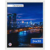 ArtToFrames 24x30 INCH/61x76.2 CM White Frame for 1000 piece Puzzles.This 1.25 Inch Custom MDF Puzzle Frame is White - Comes with Economy Acrylic (Puzzle5179-24x30) ArtToFrames