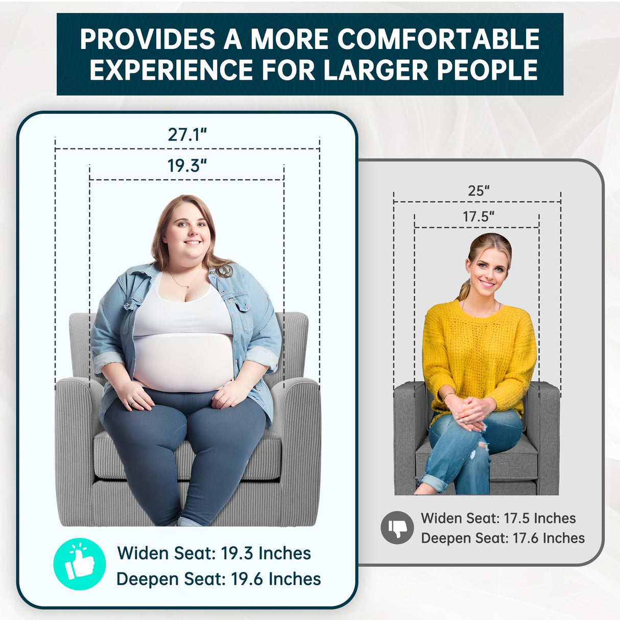 PrimeZone Mid-Century Modern Accent Chair - Comfy Corduroy Living Room Chair, Reading Chair with Button Tufted Design & Wing Back, Cozy Upholstered Armchair for Bedroom, Corner, Grey PrimeZone