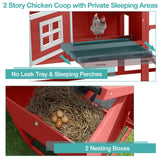 Chicken Coop, Mobile Chicken House with with Wheels, Outdoor Hen House Poultry Cage with Nesting Box, Leakproof Pull Out Tray and UV-Resistant Roof,Rabbit Hutch Duck Coop (Red) Suumerpety