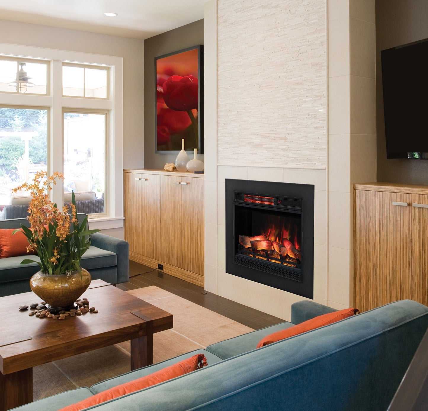 ClassicFlame 23II042FGL 3D Infrared Quartz Fireplace Insert with Safer Plug and Sensor, 23"