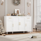 HOSTACK Modern Sideboard Buffet Cabinet with Storage, 55" Large Kitchen Buffet Storage Cabinet with Drawers and Shelves, Wood Coffee Bar Cabinet with Gold Handles for Dining Room, Living Room, White HOSTACK