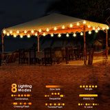 ElectricWise 1 Pack LED Canopy Lights, 40ft 80LED Battery Powered Canopy Tent Lights Outdoor with 8 Modes, Warm White Canopy String Light for 10' x 10' Pop up Canopy Tent ElectricWise