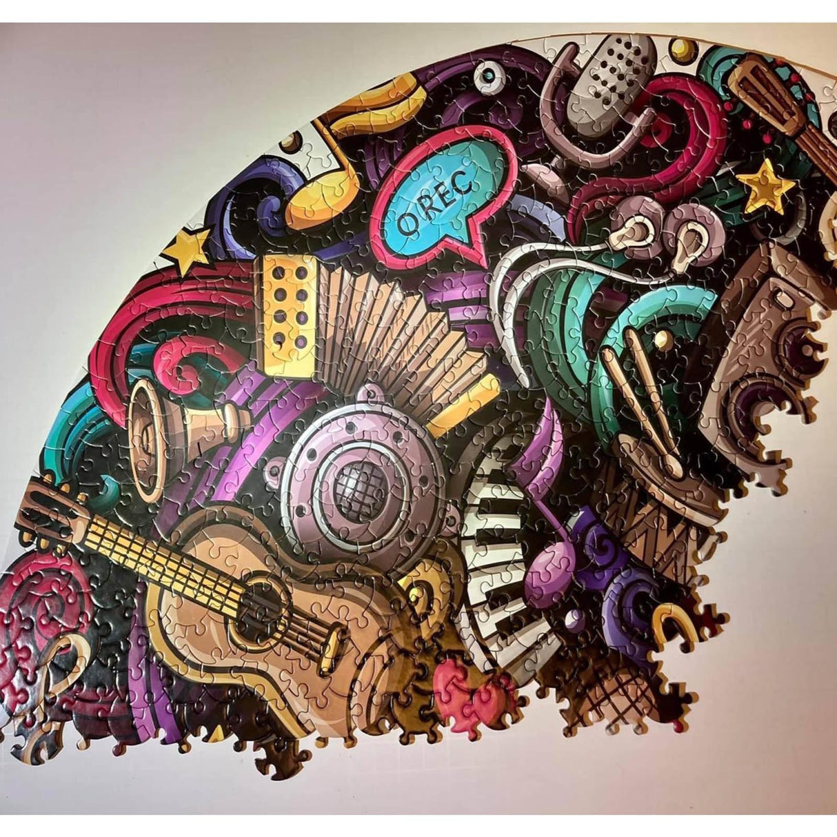 WingFun 1000 Piece Puzzle for Adults Round Puzzle Graffiti Music Puzzle Thick Sturdy Jigsaw Puzzle Art Puzzle Challenging Game WingFun