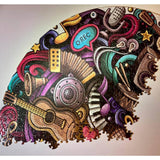 WingFun 1000 Piece Puzzle for Adults Round Puzzle Graffiti Music Puzzle Thick Sturdy Jigsaw Puzzle Art Puzzle Challenging Game WingFun