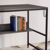 Bestier Computer Office Desk with Steel Frame, Reversible Book Shelves, Headphone Hook, Adjustable Feet, & Under Desk Storage, Grey Bestier
