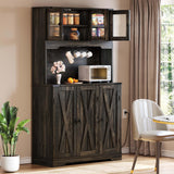 DWVO 71" Tall Kitchen Pantry Storage Cabinet with Charging Station, Kitchen Hutch Cabinet with Storage Drawers, Farmhouse Freestanding Cupboard Cabinet for Dining Room,Dark Rustic Oak DWVO