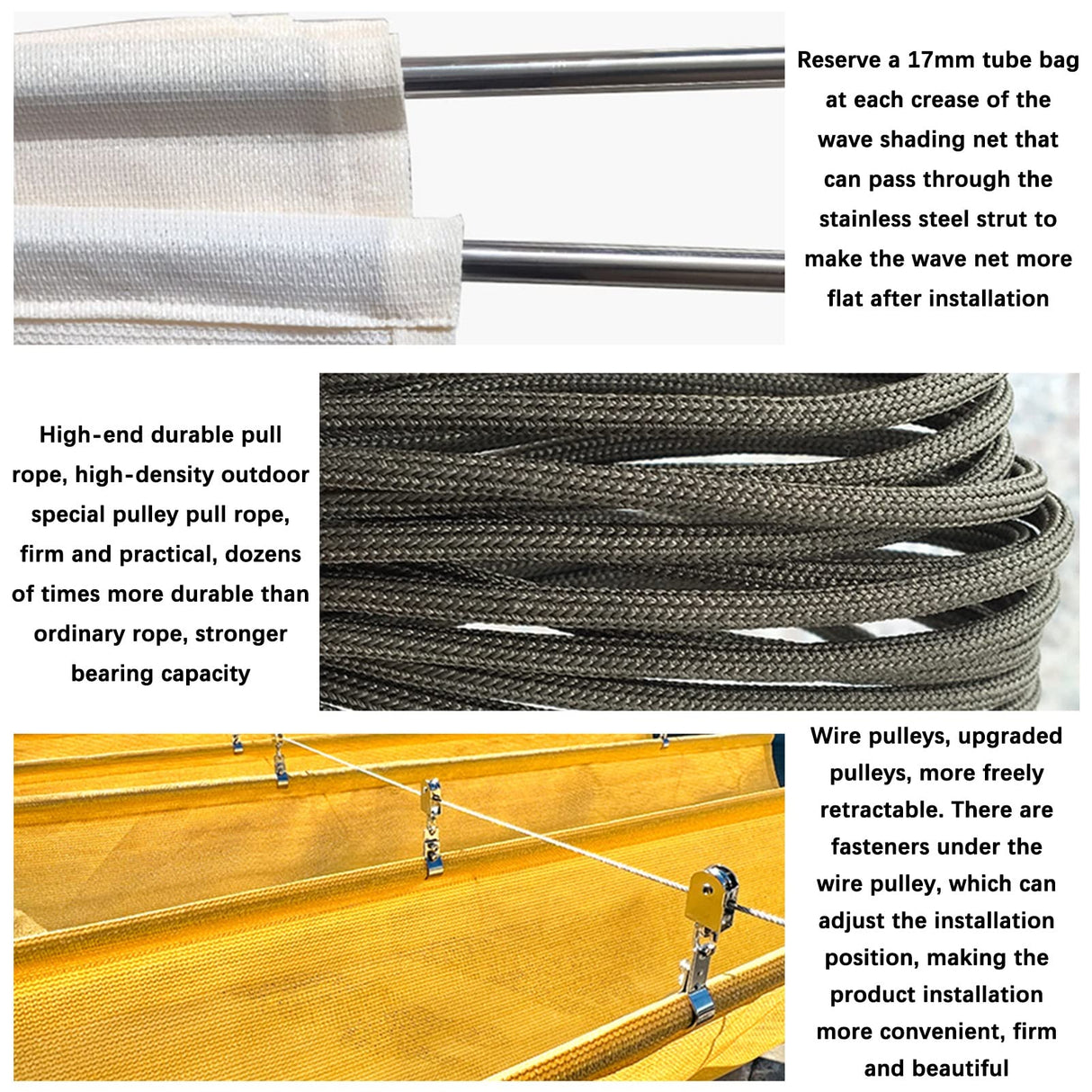 LXBAMKEA Retractable Wave Shade Sails, Telescopic Canopy Pergola Cover with Mounting Kit, Sun Protection Anti-UV Roof Awning, Outdoor Garden Patio Backyard Decoration Top Cover LXBAMKEA