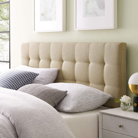 Modway Lily Tufted Linen Fabric Upholstered Queen Headboard in Beige Modway