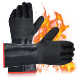 14 inch Barbecue Gloves, 932°F Extreme Heat Resistant Gloves, Firewoof/Waterproof Gloves with overlong Sleeve, for Baking/Oven/Cooking/Pit/Barbecue/Cutting,Textured Palm Handle/Greasy Food Sohatulip