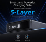 Smart Biometric Safe with Wireless Charging for Phone & Watch, 3 Access Methods to Unlock, Nightstand Drawer Safe LED Display with Humidity & Temperature Monitoring, Stopbox for Cash and Valuables ORARAER