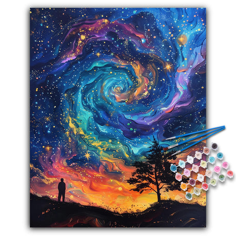 Paint by Numbers Kit for Adults Beginner - Starry Sky Acrylic Adult Paint by Number Kits on Canvas, Fantasy Landscape Watercolor Oil Number Painting for Adults, Perfect for Home Decor Gift 16"x20" Camocin
