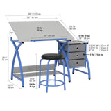 SD STUDIO DESIGNS 2 Piece Comet Craft Table | Angle Adjustable Top and Stool | Blue/Spatter Gray SD STUDIO DESIGNS