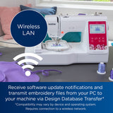 Brother PE545 Embroidery Machine, Wireless LAN Connected, 135 Built-in Designs, 4" x 4" Hoop Area, Large 3.7" LCD Touchscreen, USB Port, 10 Font Styles Brother