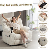 SINCRUMI Power Oversized Swivel Rocker Recliner with Dual Motor Adjustable Headrest for Adults, Glider Rocking Chair with Vibration and Heat, USB A&C Ports, Armrest Storage, Cup Holder, Cream White SINCRUMI