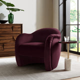 Modway Compose Barrel Chair with Performance Velvet Fabric in Mulberry – Upholstered Accent Armchair with Curved Backrest – Cozy Lounge Chair for Reading – Round Comfy Single Sofa Club Chair Modway