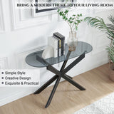 Modern Glass Oval Console Table, Entryway Hallway Narrow Sofa Table, Entrance for Entryway, Living Room, Foyer, Hallway, Office， 45" Lx18 Wx30 H Black Edwin's Choice