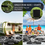 MontVoo Outdoor Rug-Waterproof Patio Rug Mat 5x8 ft Outdoor Carpet Mat Reversible Plastic Straw Outside Outdoor Rug for RV Camping Picnic Beach Balcony Backyard Pool Deck Porch Farmhouse Floral Black MontVoo