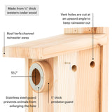 WHITEHORSE Bird Houses for Outside - Weatherproof Bird House for Outdoors - Cedar Bluebird House Built to NABS Specs - Nest Box for Bluebirds, Chickadees, Titmice, Wrens, Nuthatches & More (15” Floor) WHITEHORSE