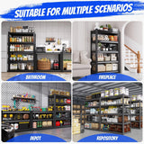 TXTDPL 59" W Storage Shelves, 5-Tier Garage Shelving, 3500 lbs Heavy Duty Garage Shelves, Adjustable Shelving Unit|Easy Assembly, for Workshop, Basement, Warehouse, 19.7" D x 59" W x 72" H, Black TXTDPL