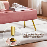 Yaheetech Modern Ottoman Bench Velvet Bench Upholstered Footrest for Living Room with Gold Metal Legs and Padded Seat Pink Yaheetech