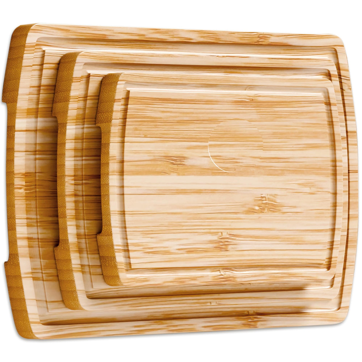 Wood Cutting Board - 3 Piece Bamboo Cutting Board Set, Wooden Cutting Boards for Kitchen with Deep Juice Groove, Side Handles - Wood Chopping Boards for Meal Prep, Meat, Vegetables, and Charcuterie Bambüsi
