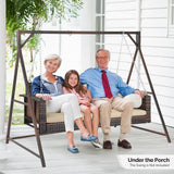 VINGLI Upgraded 7 FT Rattan Porch Swing Frame, Heavy Duty 1200 LBS Weight Capacity Swing Stand for Outdoors, Brown VINGLI