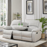GEBADOL Manual Recliner Sofa Set, 3 Pieces Reclining Sofa Loveseat with Chair, Grey White Microfiber Recliner Couch Set for Living Room GEBADOL