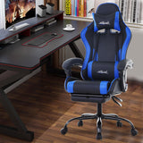 PayLessHere Ergonomic Racing Desk Chair Computer Chair Gaming Chair with Footrest Lumbar Support Headrest Armrest Task Rolling Swivel Ergonomic E-Sports Adjustable PC Gamer Chair (Blue) PayLessHere