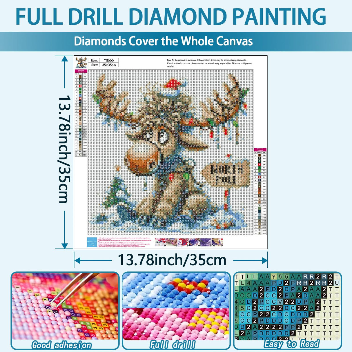 YQFCZDQ Winter Christmas Diamond Art Kits for Adults,DIY Cute Deer 5D Diamond Painting Kits Round Diamond Dots for Beginners,Full Drill Paint with Diamonds Pictures Gem Art Home Decor 13.78 x 13.78 In YQFCZDQ